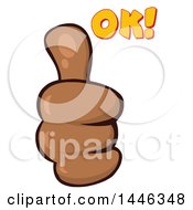 Poster, Art Print Of Cartoon Black Thumb Up Emoji Hand With Ok Text