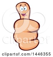 Clipart Of A Cartoon White Thumb Up Emoji Hand Character Royalty Free Vector Illustration