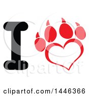 Clipart Of A Letter I And Heart Shaped Dog Paw Print Royalty Free Vector Illustration