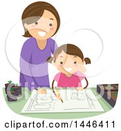 Poster, Art Print Of Happy Brunette White Mother Helping Her Daughter Plan A Garden