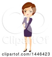 Clipart Of A Mad Short Haired Brunette White Business Woman Rolling Up Her Sleeves Royalty Free Vector Illustration by BNP Design Studio
