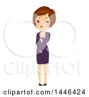 Poster, Art Print Of Blushing And Uncomfortable Short Haired Brunette White Business Woman