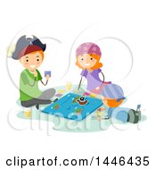 Poster, Art Print Of Happy Red Haired White Family Dressed As Pirates Playing A Board Game