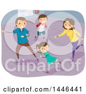 Poster, Art Print Of Happy Brunette White Family Playing Indoor Tag