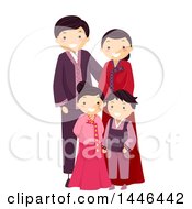 Poster, Art Print Of Happy Korean Family In Traditional Clothing