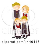 Poster, Art Print Of Happy Norwegian Family In Traditional Clothing