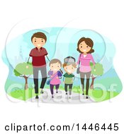 Poster, Art Print Of Happy White Family Walking In A Park