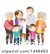 Poster, Art Print Of Happy White Family With Grandparents And A Dog
