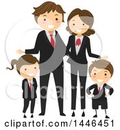 Happy White Family In Corporate Suits
