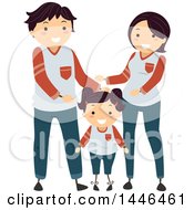 Poster, Art Print Of Happy Brunette White Family Wearing Matching Clothes