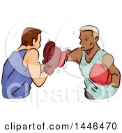 Poster, Art Print Of Sketched Boxer Throwing Punches At His Trainer
