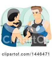 Poster, Art Print Of Boxing Trainer Teaching A Fighter How To Block