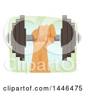 Poster, Art Print Of Strong Male Hand Holding Up A Heavy Barbell