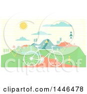 Poster, Art Print Of Retro Silhouetted Bicycle On A Path Near Mountains