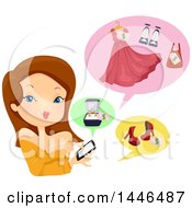 Poster, Art Print Of Brunette White Woman Using A Smart Phone To Shop