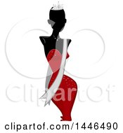Clipart Of A Mannequin In A Tiara And Red Dress With A Sash Royalty Free Vector Illustration by BNP Design Studio