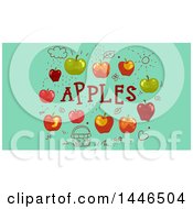 Poster, Art Print Of Doodles And Apples With Text On Green