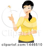 Poster, Art Print Of Happy Black Haired Woman Flipping A Coin