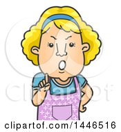 Poster, Art Print Of Cartoon Angry Blond White Mother Or Wife Holding Up A Finger And Giving A Lecture