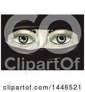 Poster, Art Print Of Cross Hatching Sketched Styled Pair Of Eyes Of A Woman In Niqab