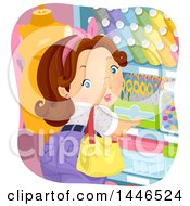 Poster, Art Print Of Chubby Brunette White Woman Shopping For Sewing Notions