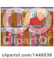 Poster, Art Print Of White Man Selecting A Book From A Library Shelf