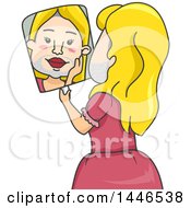 Clipart Of A Cartoon Blond White Transgender Man Looking In A Mirror Royalty Free Vector Illustration