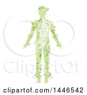 Poster, Art Print Of Green Silhouetted Man With Vines And Visible Organs