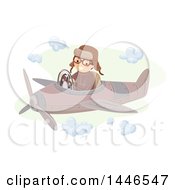 Poster, Art Print Of Happy Aviator Flying A Vintage Plane