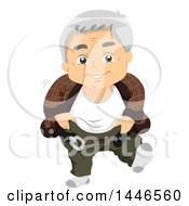 Clipart Of A Happy White Senior Man Getting Dressed And Putting On His Pants Royalty Free Vector Illustration