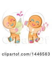 Poster, Art Print Of Happy Gingerbread Cookie Characters Playing With Icing