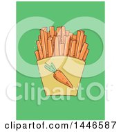 Poster, Art Print Of Sketched Carton Of Carrot Sticks On Green