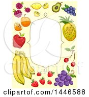 Poster, Art Print Of Frame With A Border Of Sketched Fruit