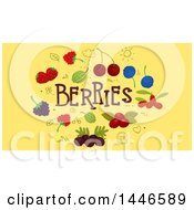 Poster, Art Print Of Doodles And Berries With Text On Yellow