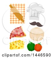 Chef Hat And Pizza Ingredients