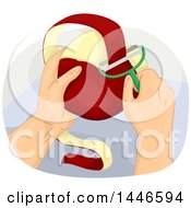 Poster, Art Print Of Hand Peeling A Red Apple