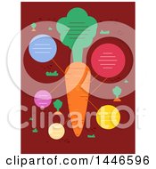 Clipart Of A Carrot With Benefit Circles And Text Space Royalty Free Vector Illustration