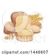 Poster, Art Print Of Wheat And Grains With Bread