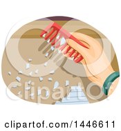 Poster, Art Print Of Hand Using A Comb With Stored Static To Attract Pieces Of Paper