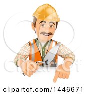 Clipart Of A 3d Male Mason Worker Holding A Trowel Over A Sign On A White Background Royalty Free Illustration by Texelart