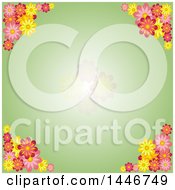 Poster, Art Print Of Green Spring Time Flower Background With Faded Blooms On Green