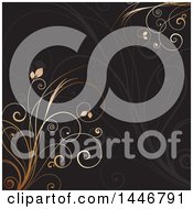 Poster, Art Print Of Black Background With Gran And Gold Vines