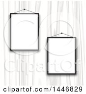 Poster, Art Print Of White Wood Wall With Blank Picture Frames