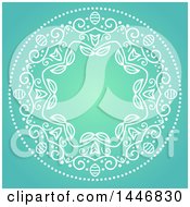 Clipart Of A White Mandala Frame Over Gradient Blue And Green Royalty Free Vector Illustration