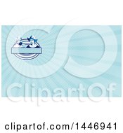 Clipart Of A Retro Male Baker And Dutch Lady In An Oval With A Blank Banner And Blue Rays Background Or Business Card Design Royalty Free Illustration