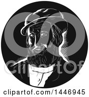 Clipart Of A Retro Engraved Or Woodcut Styled Bust Of Hernan Cortes De Monroy Y Pizarro Altamirano In Black And White Royalty Free Vector Illustration by patrimonio