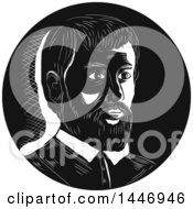 Poster, Art Print Of Retro Engraved Or Woodcut Styled Bust Portrait Of Hernando De Soto Spanish Explorer In Black And White