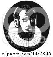 Poster, Art Print Of Retro Engraved Or Woodcut Styled Bust Of Henry Hudson In Black And White