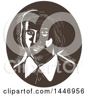 Poster, Art Print Of Retro Engraved Or Woodcut Styled Bust Of A 16th Century Poet