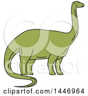 Poster, Art Print Of Sketched Mono Line Styled Brontosaurus Dinosaur